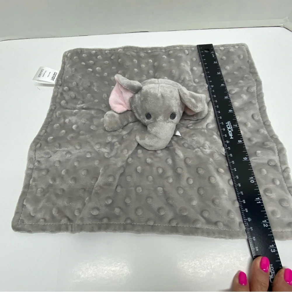 Elephant Lovey Security Blanket Crevent Gray Minky Dots Baby Plush Stuffed Toy